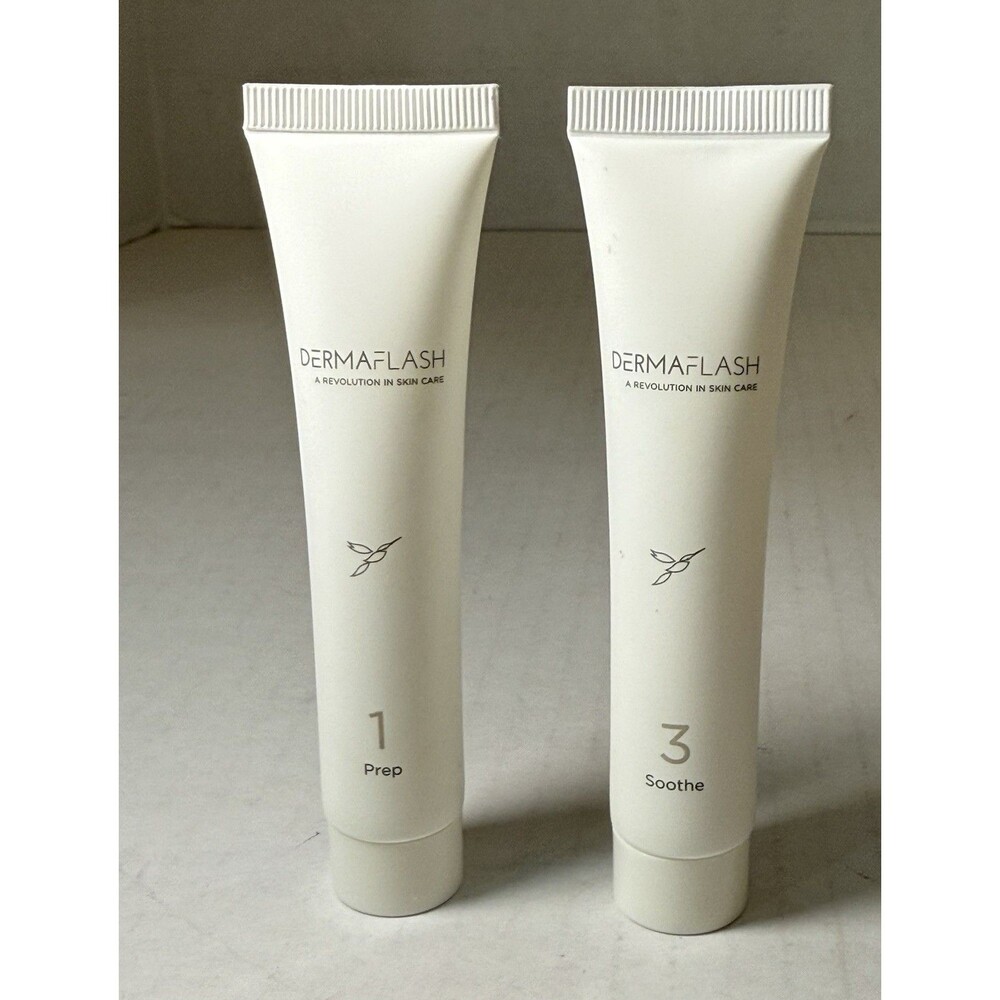 DERMAFLASH STEP 1 PREP CLEANSER & STEP 3 SOOTHE MOISTURIZER .8 OZ/25ML EA SEALED